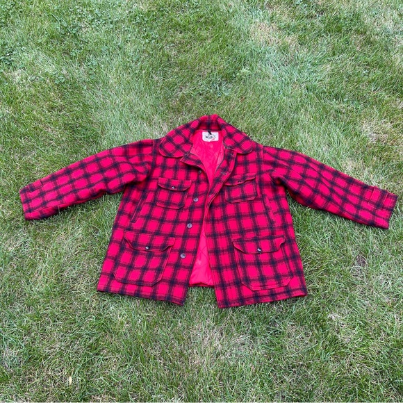 VINTAGE Woolrich red plaid buffalo check wool hunting coat - Picture 2 of 8